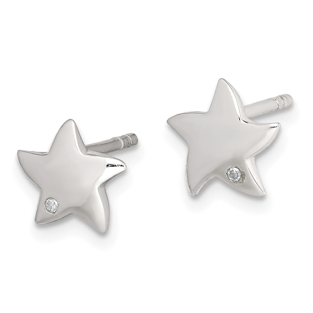 Sterling Silver Diamond Star Post Earrings