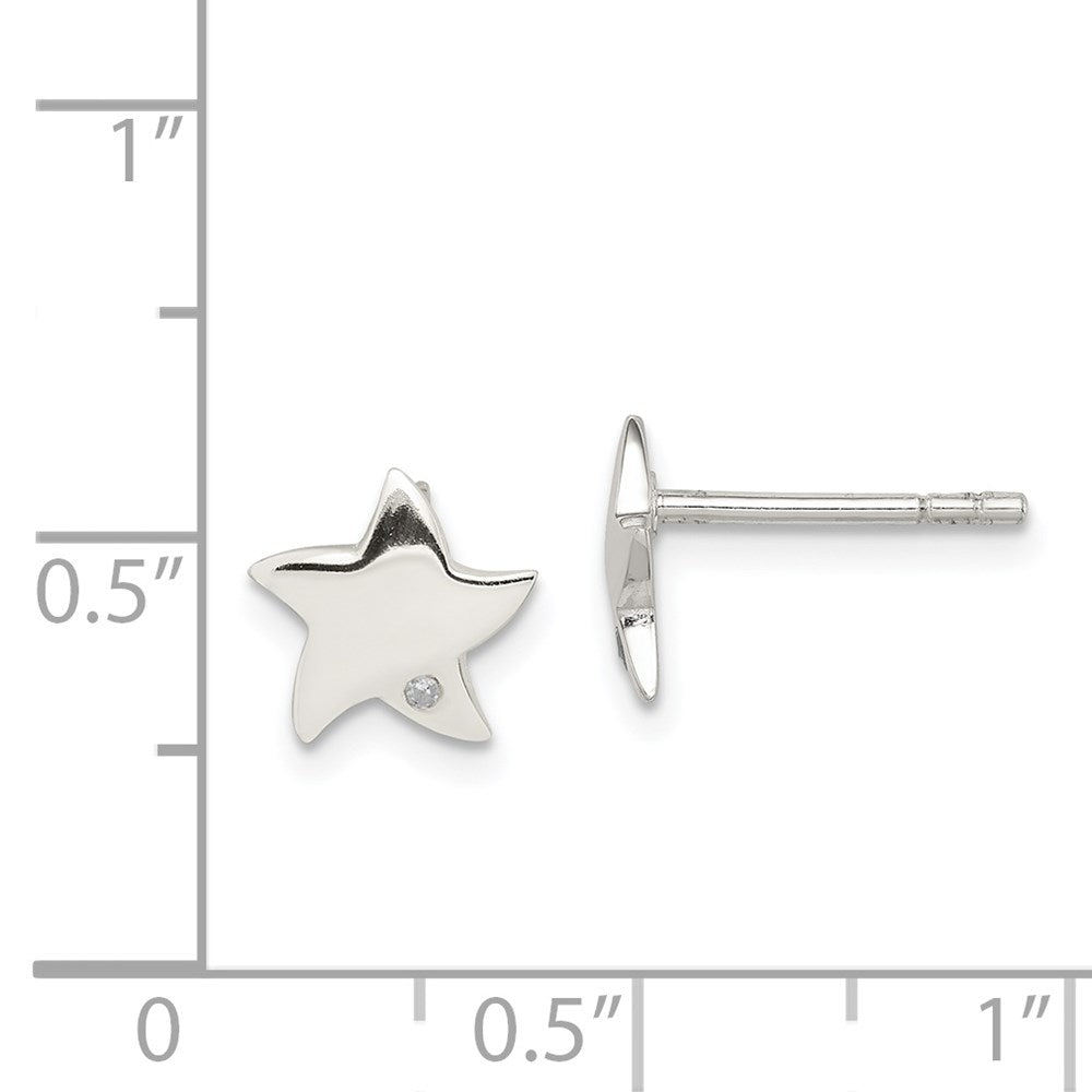 Sterling Silver Diamond Star Post Earrings