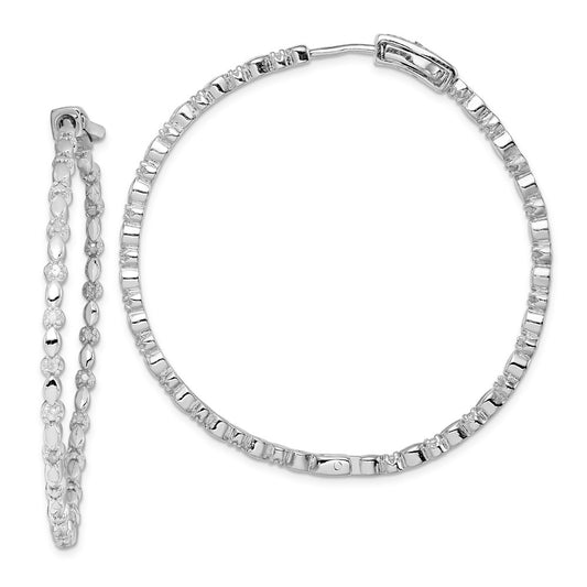 Sterling Silver Rhodium-plated Diamond Hoop Earrings