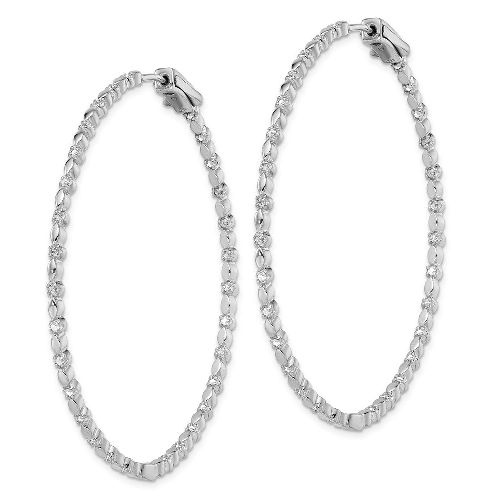 Sterling Silver Rhodium-plated Diamond Hoop Earrings