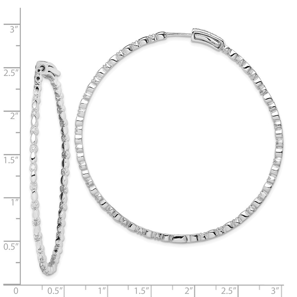 Sterling Silver Rhodium-plated Diamond Hoop Earrings