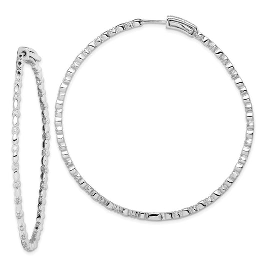 Sterling Silver Rhodium-plated Diamond Hoop Earrings