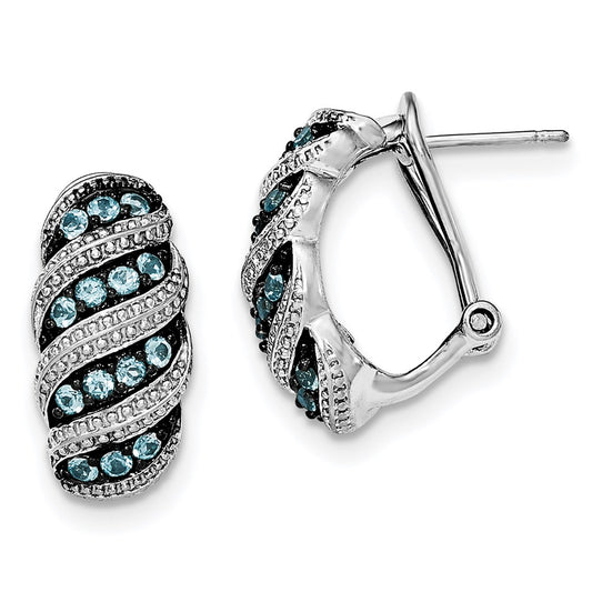 Sterling Silver Rhodium Lt. Swiss Blue Topaz Omega Back Earrings