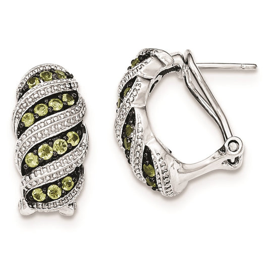 Sterling Silver Peridot Omega Back Earrings