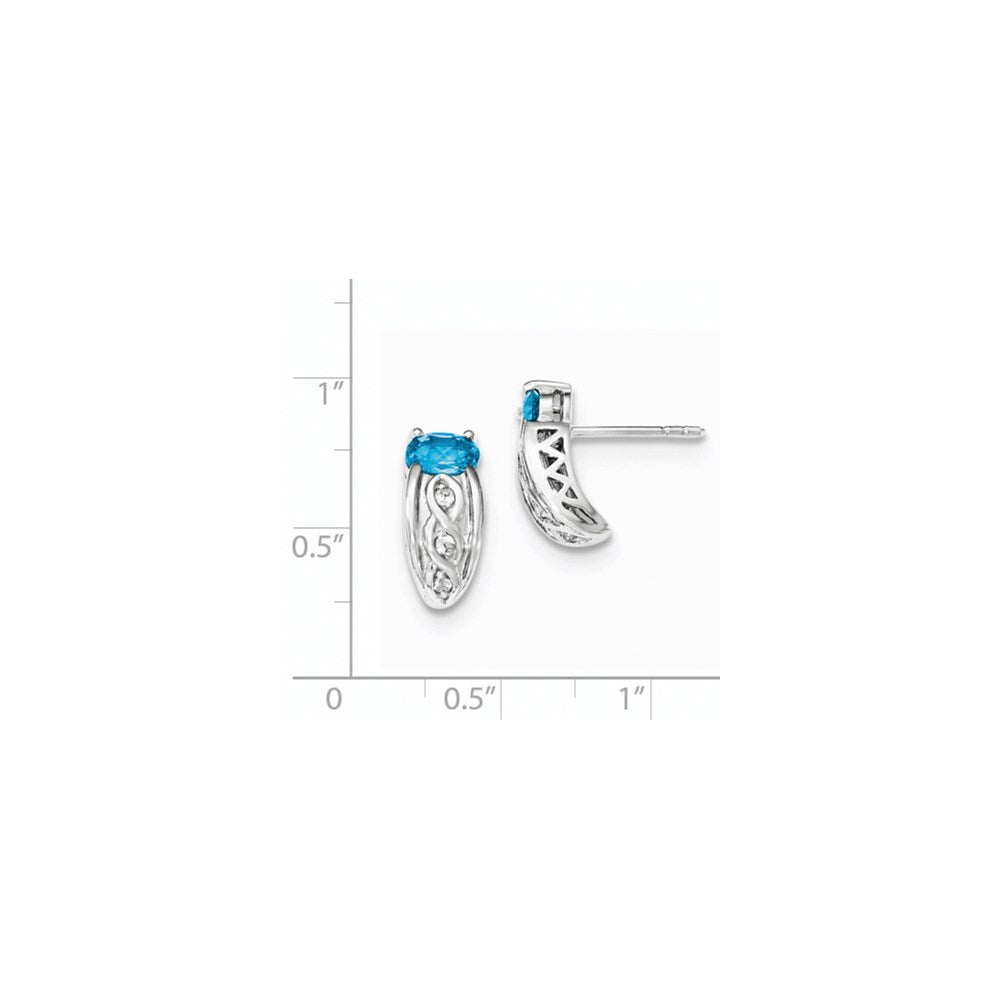 Sterling Silver Rhodium 1.10 Swiss Blue & 0.30 White Topaz Post Earrings