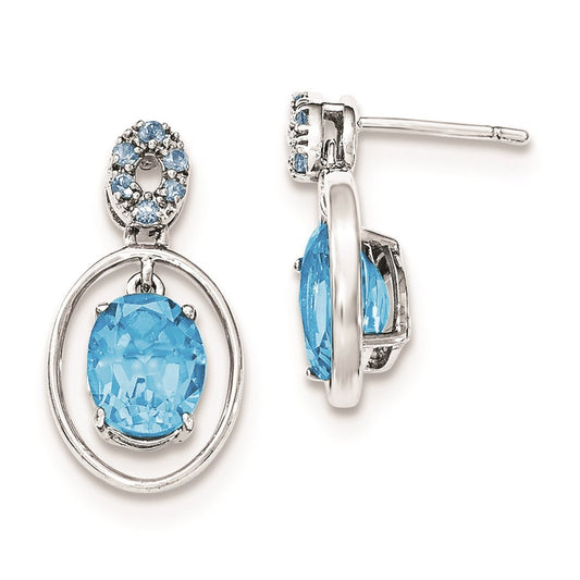 Sterling Silver Lt. Swiss Blue Topaz Post Dangle Earrings