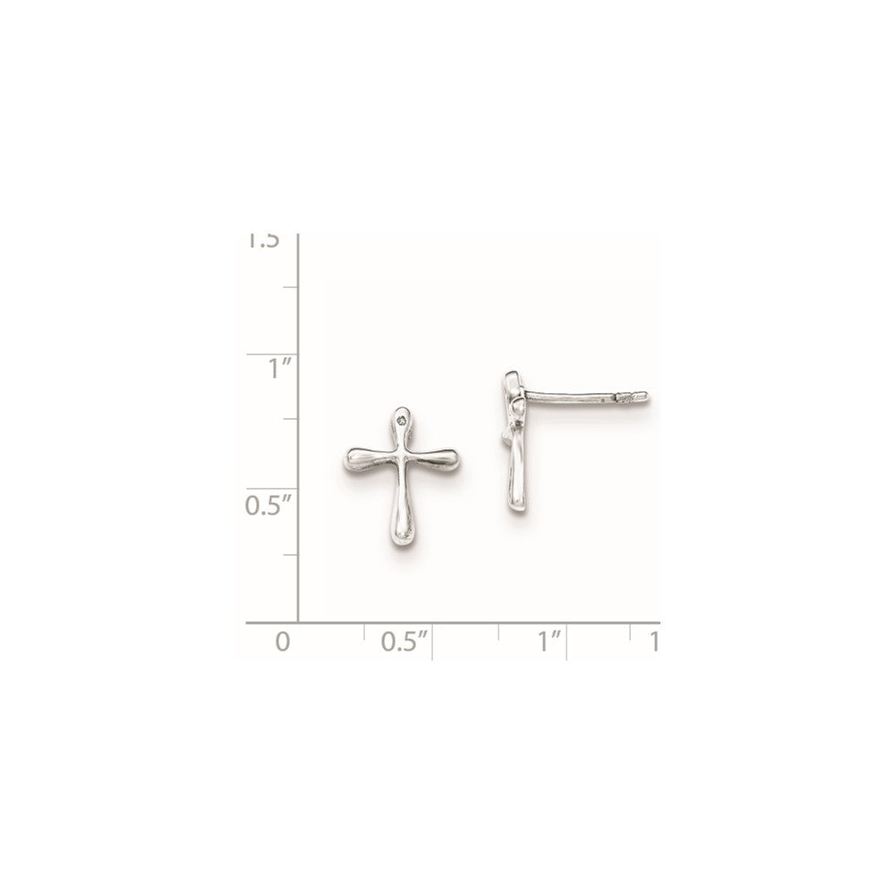 Sterling Silver Polished Diamond Cross Post Earrings