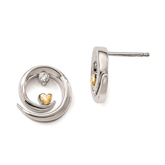 Sterling Silver and 14k Gold Arms of Love Diamond Earrings