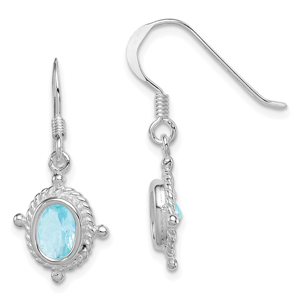 Sterling Silver Blue Topaz Fancy Dangle Earrings