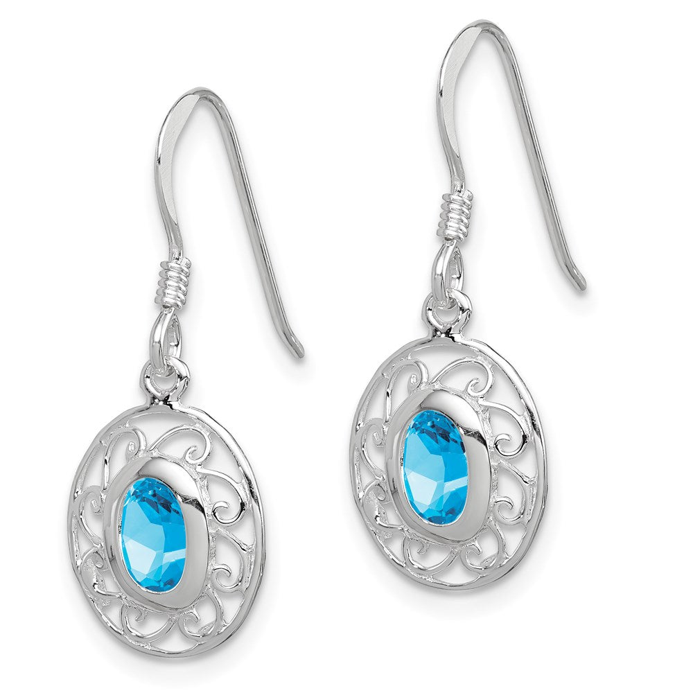 Sterling Silver Blue Topaz Fancy Dangle Earrings