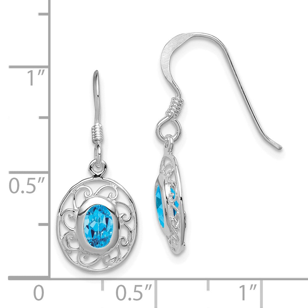 Sterling Silver Blue Topaz Fancy Dangle Earrings