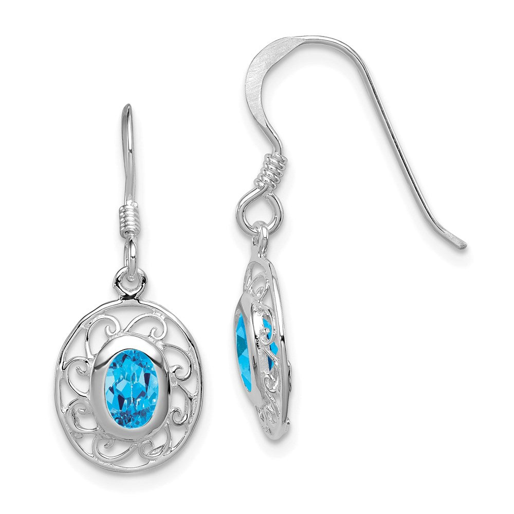 Sterling Silver Blue Topaz Fancy Dangle Earrings