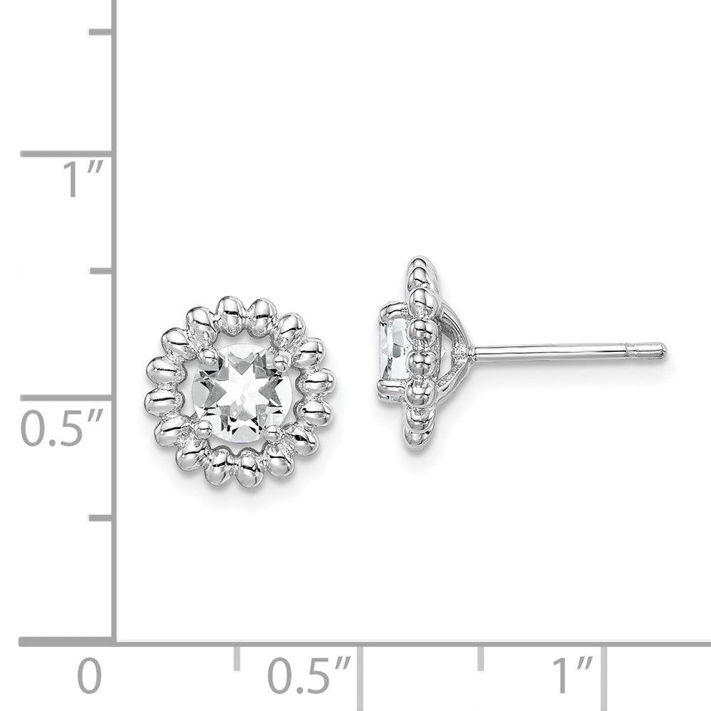 Sterling Silver Rhod-plat White Topaz Earrings