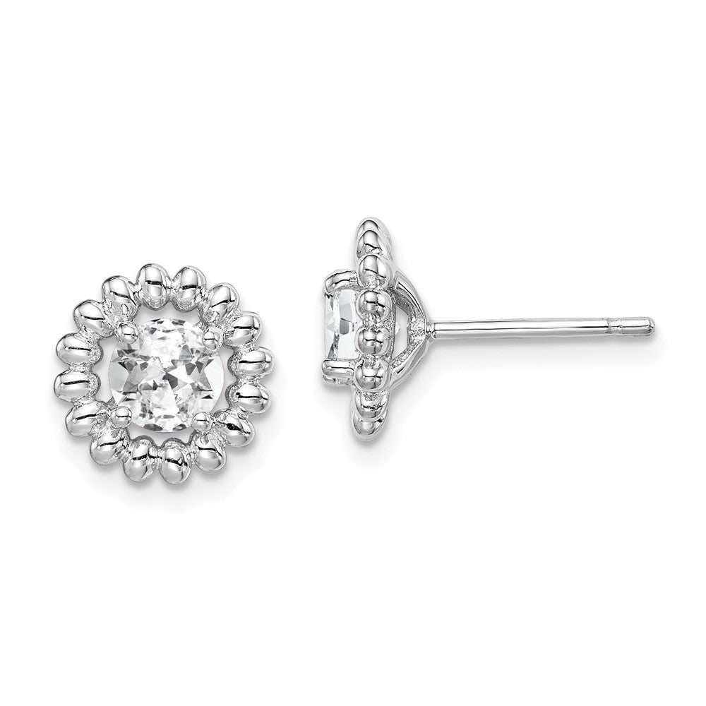 Sterling Silver Rhod-plat White Topaz Earrings