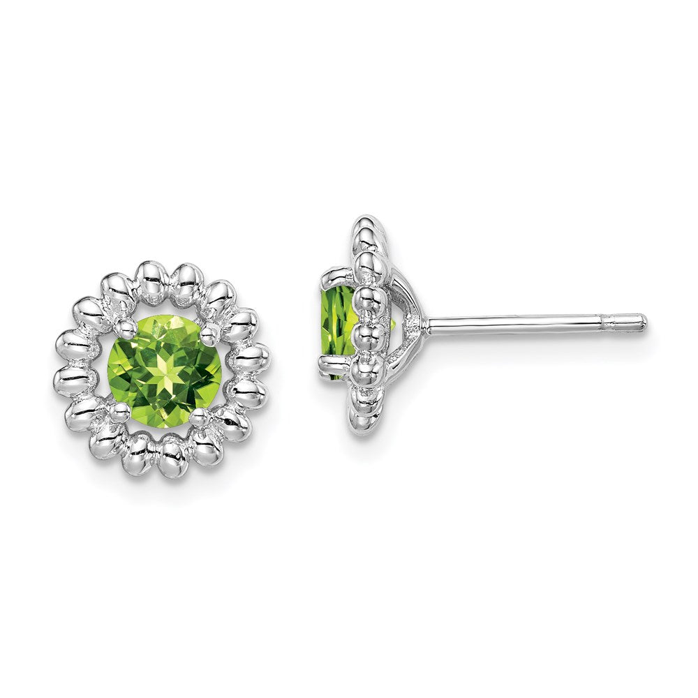 Sterling Silver Rhod-plat Peridot Earrings