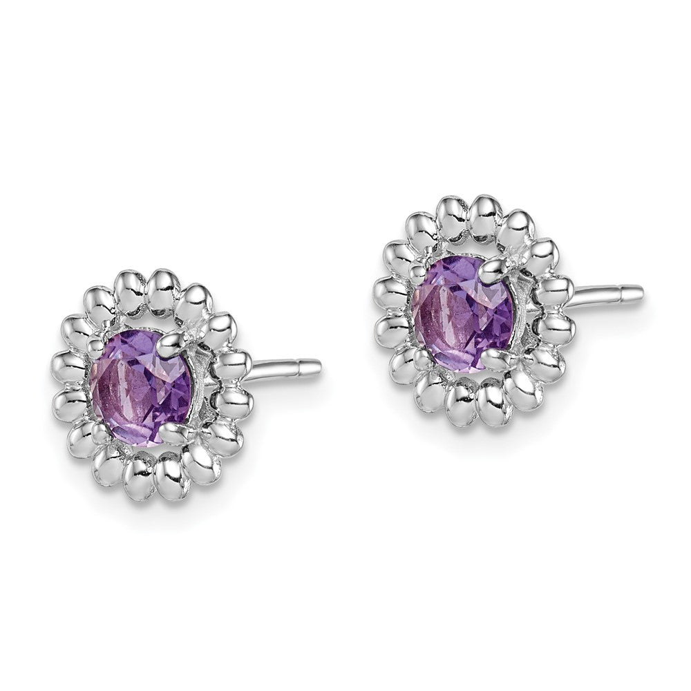 Sterling Silver Rhod-plat Amethyst Earrings