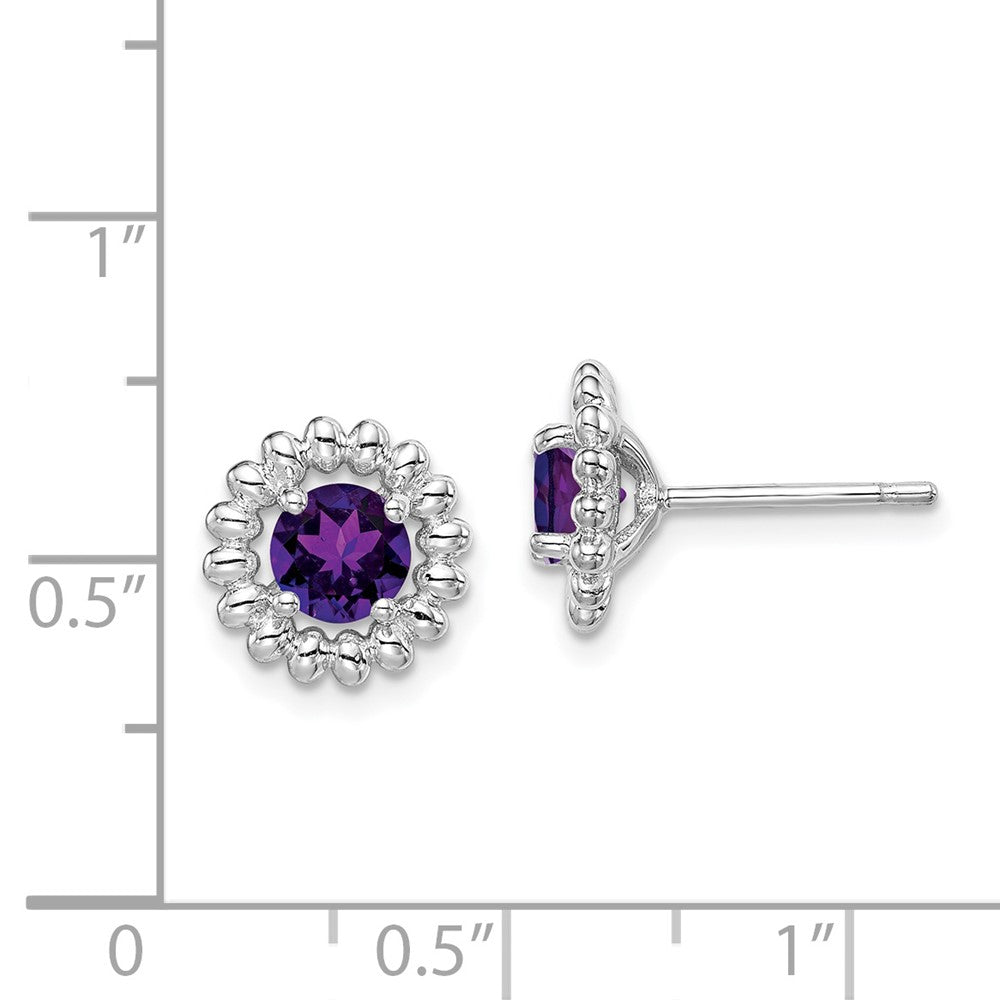 Sterling Silver Rhod-plat Amethyst Earrings