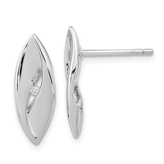 Sterling Silver Rhodium-plated Diamond Fancy Post Earrings