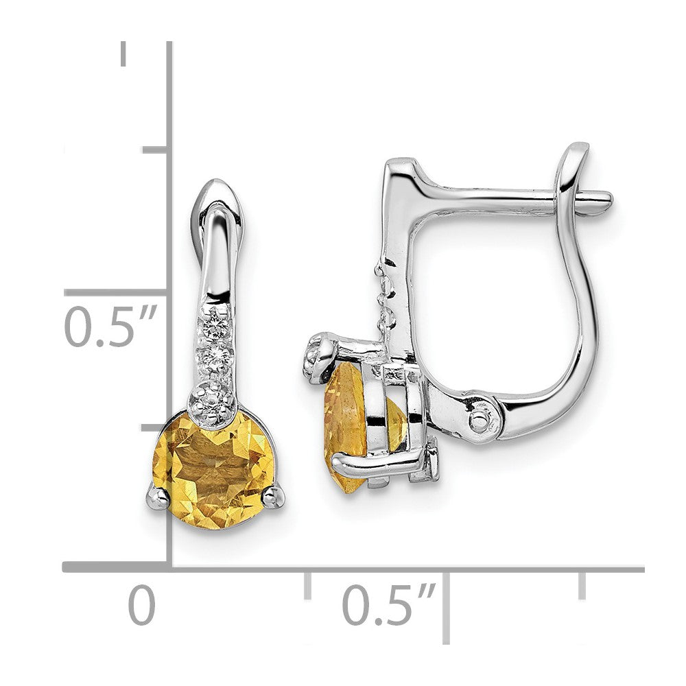 SS RH-plated 1.49t.w. Citrine/White Topaz Circle Hinged Earrings