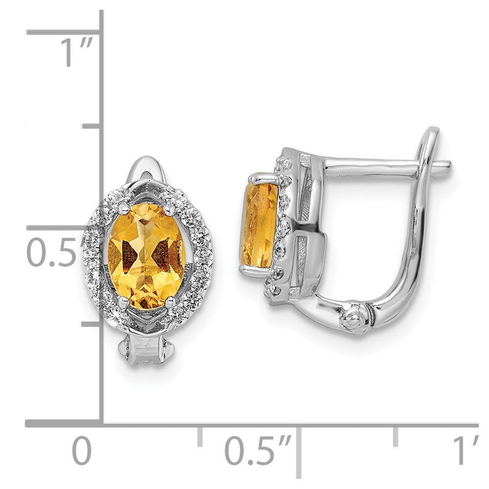 SS RH-plated 2.02t.w. Citrine/White Topaz Oval Hinged Earrings