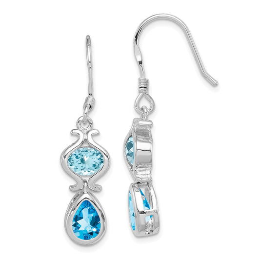 Sterling Silver Blue Topaz Dangle Earrings