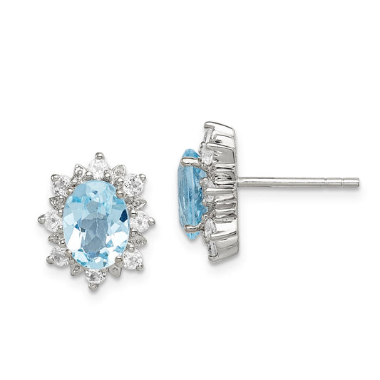 Sterling Silver & 14K Sky Blue & White Topaz Earrings