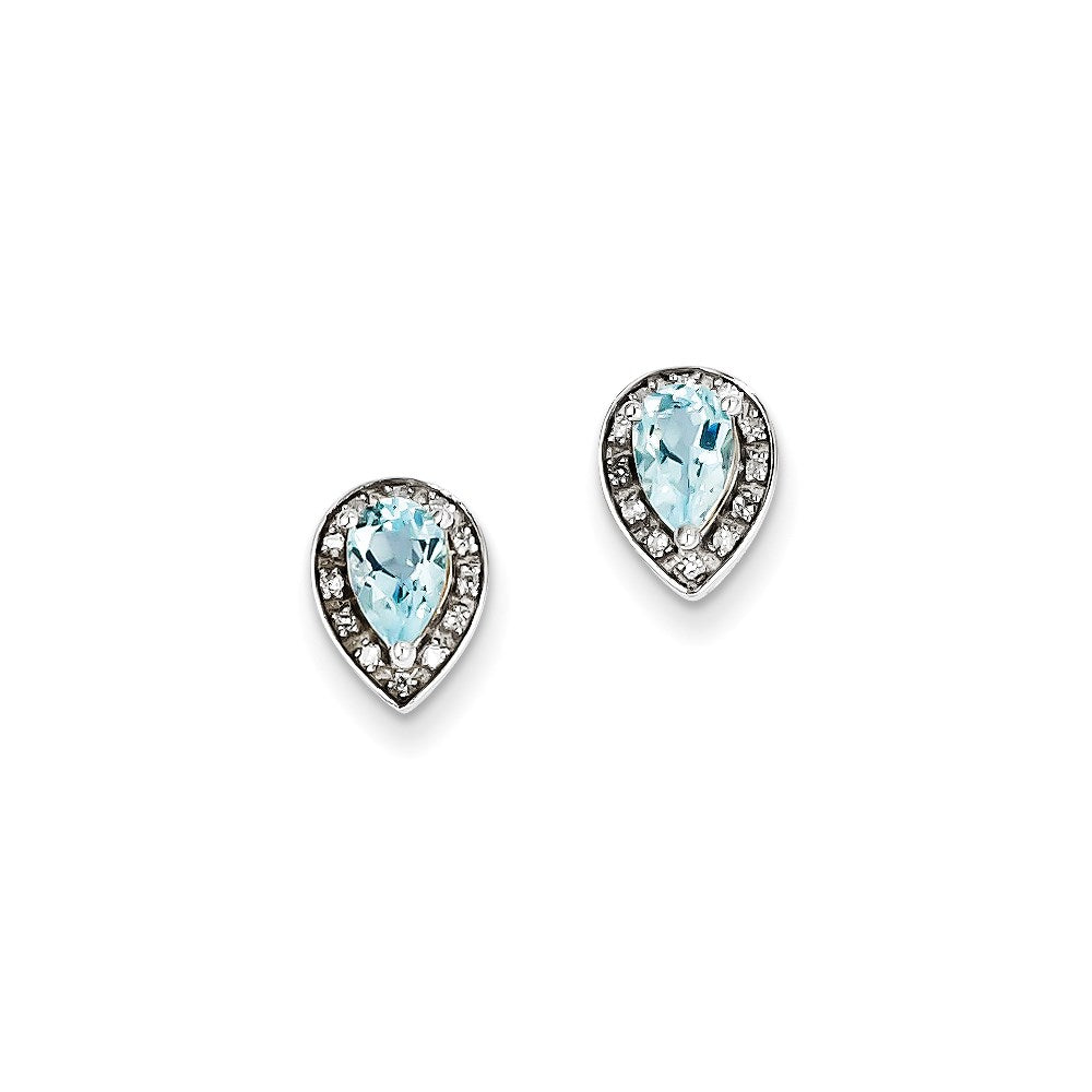 Sterling Silver Diamond & Blue Topaz Earring