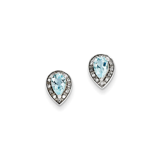 Sterling Silver Diamond & Blue Topaz Earring