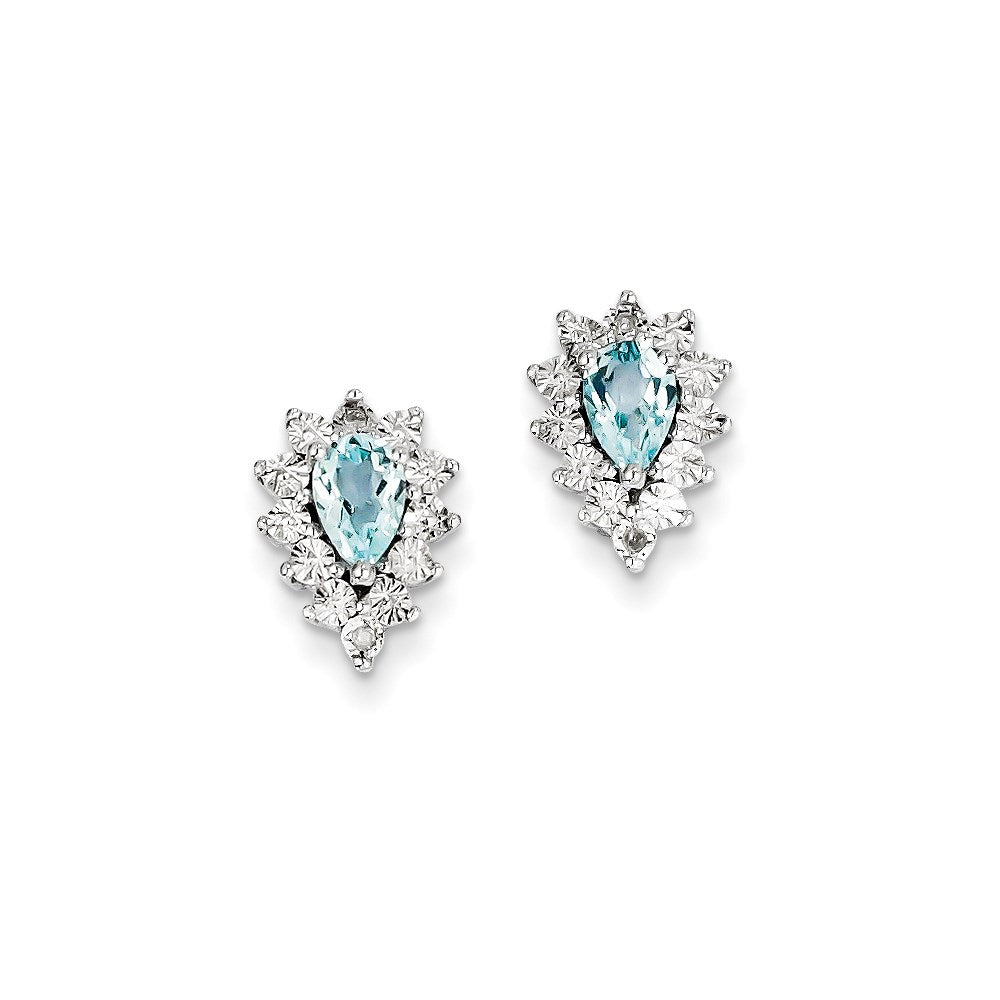 Sterling Silver Diamond & Blue Topaz Earring