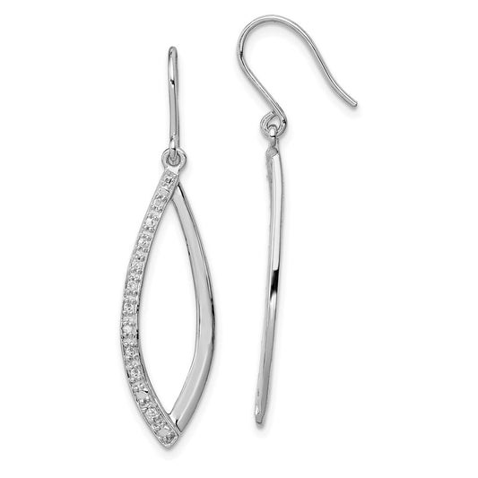 Sterling Silver Rhodium Diamond Dangle Earrings