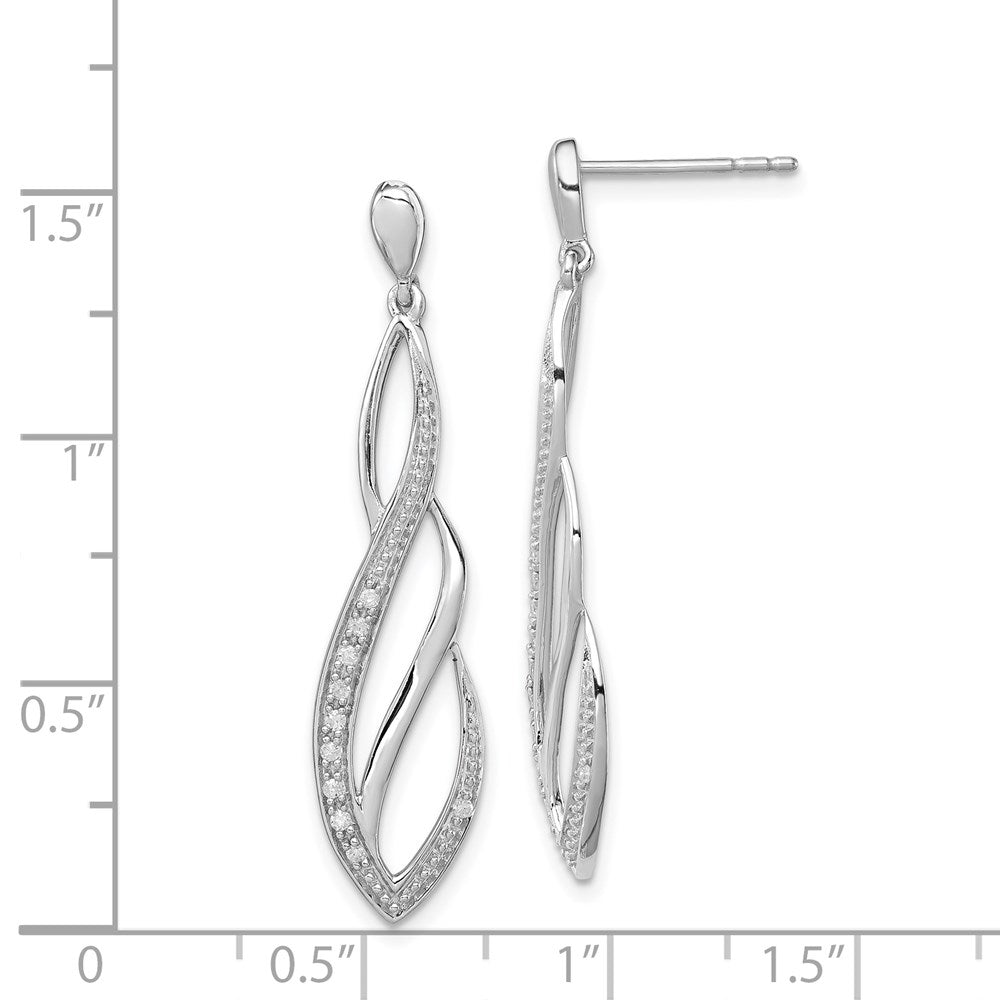 Sterling Silver Rhodium Diamond Dangle Post Earrings