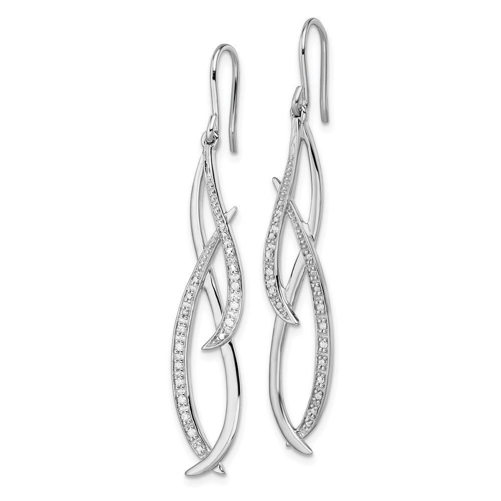 Sterling Silver Rhodium Diamond Dangle Earrings