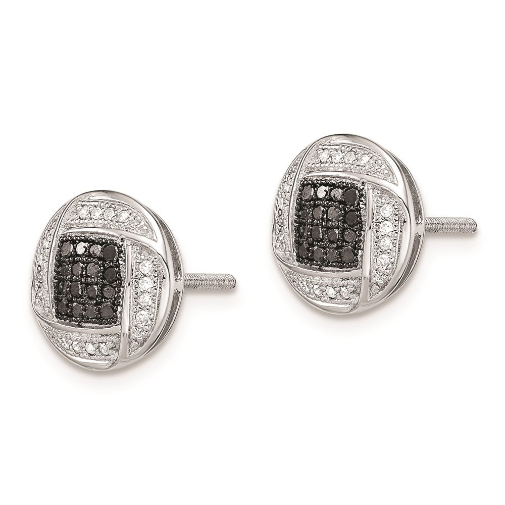 White Night Sterling Silver Rhodium-plated Black and White Diamond Post Earrings