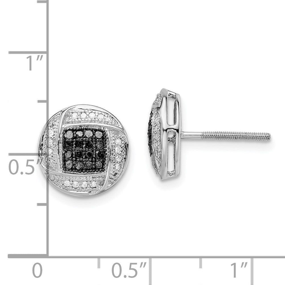 White Night Sterling Silver Rhodium-plated Black and White Diamond Post Earrings