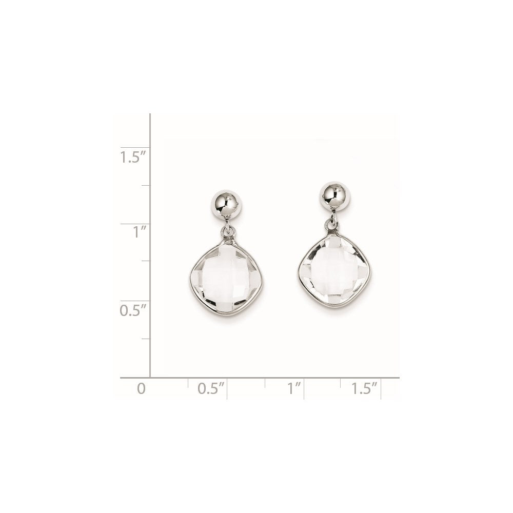 Sterling Silver Rhodium-plated White Topaz Dangle Post Earrings