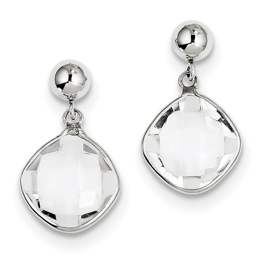 Sterling Silver Rhodium-plated White Topaz Dangle Post Earrings