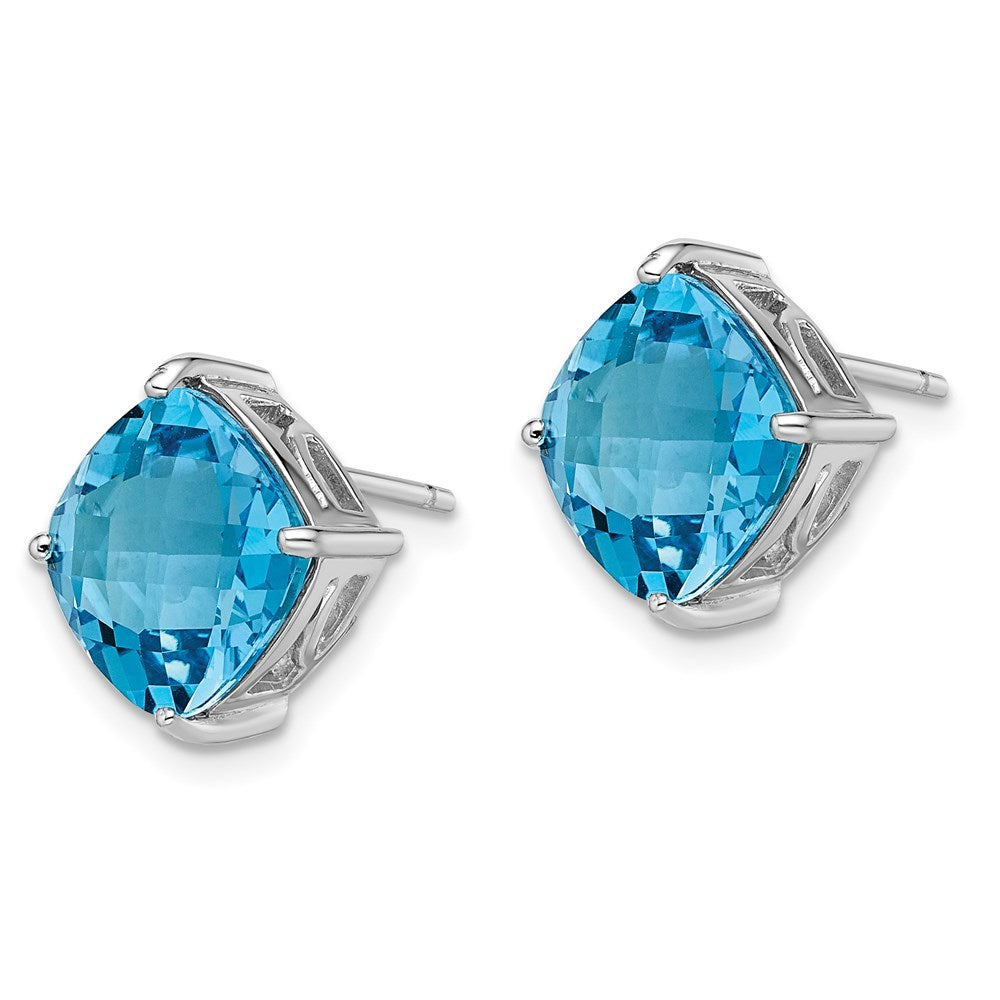 Sterling Silver Rhodium-plated Blue Topaz Earrings