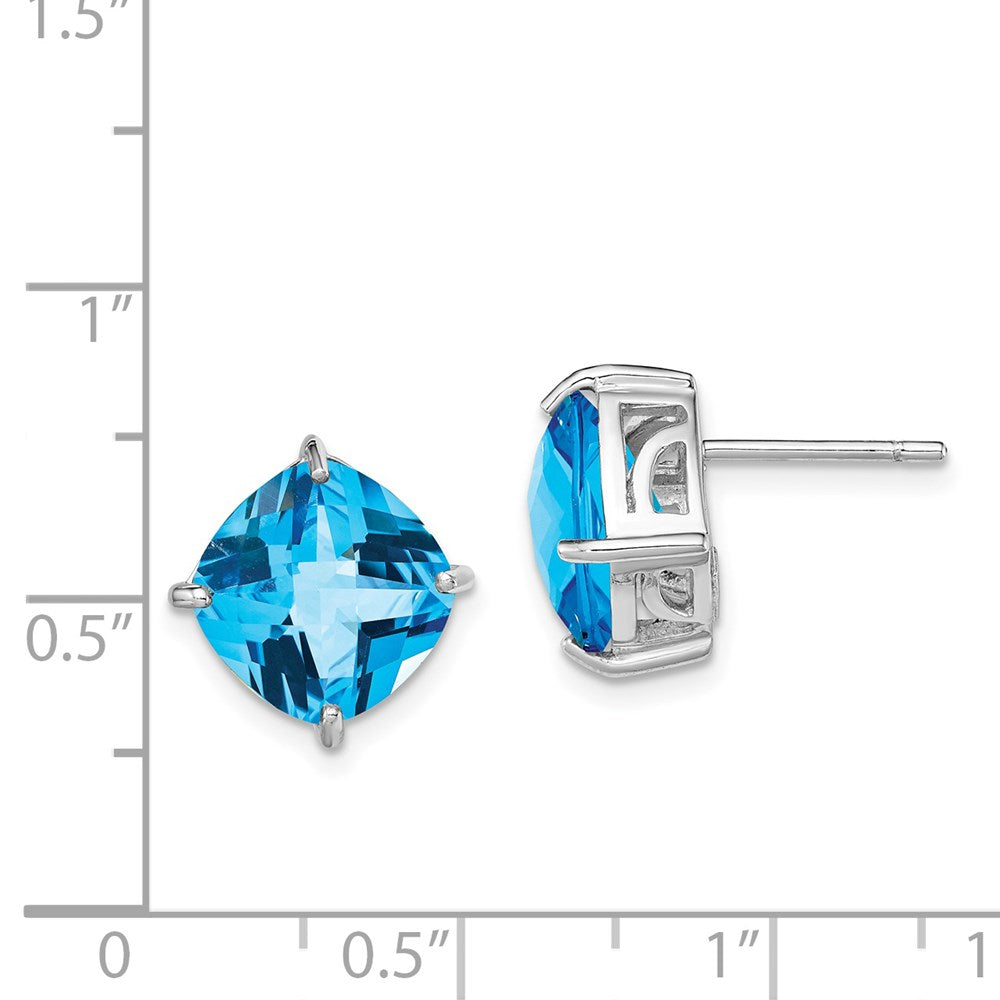 Sterling Silver Rhodium-plated Blue Topaz Earrings