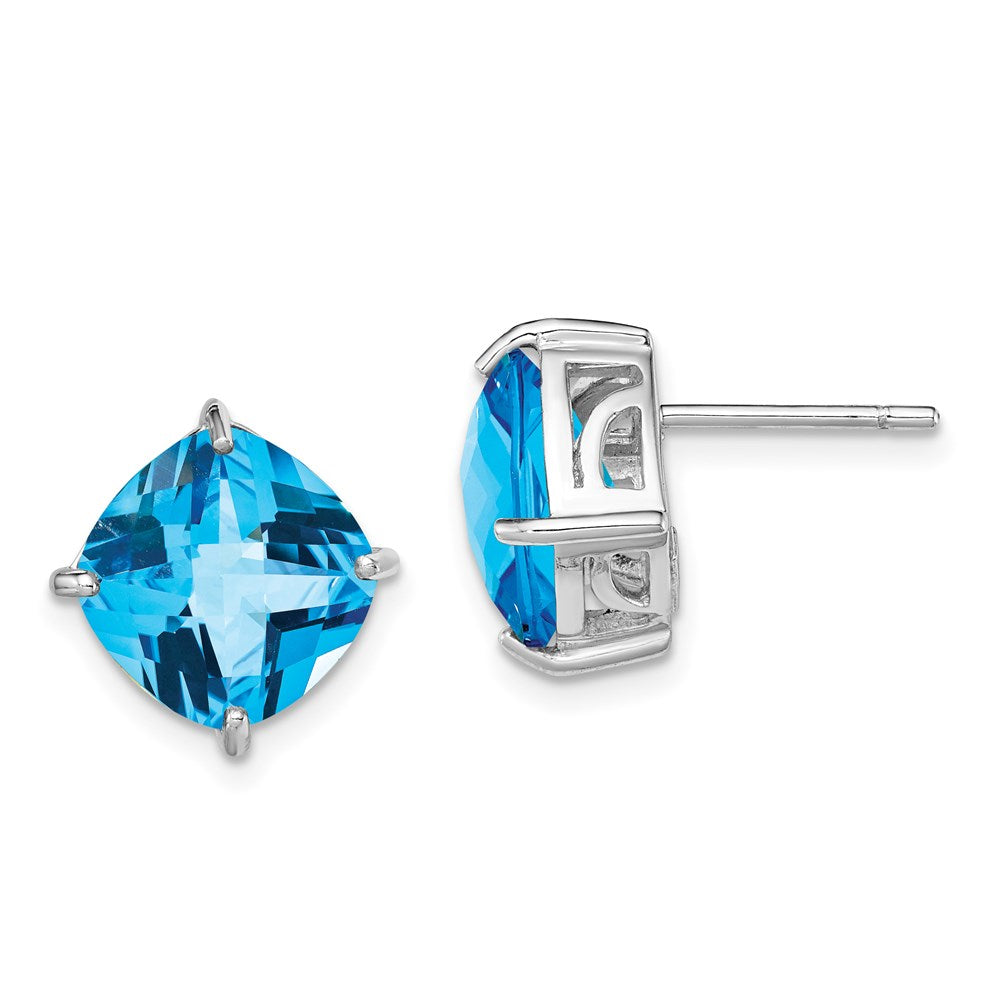 Sterling Silver Rhodium-plated Blue Topaz Earrings