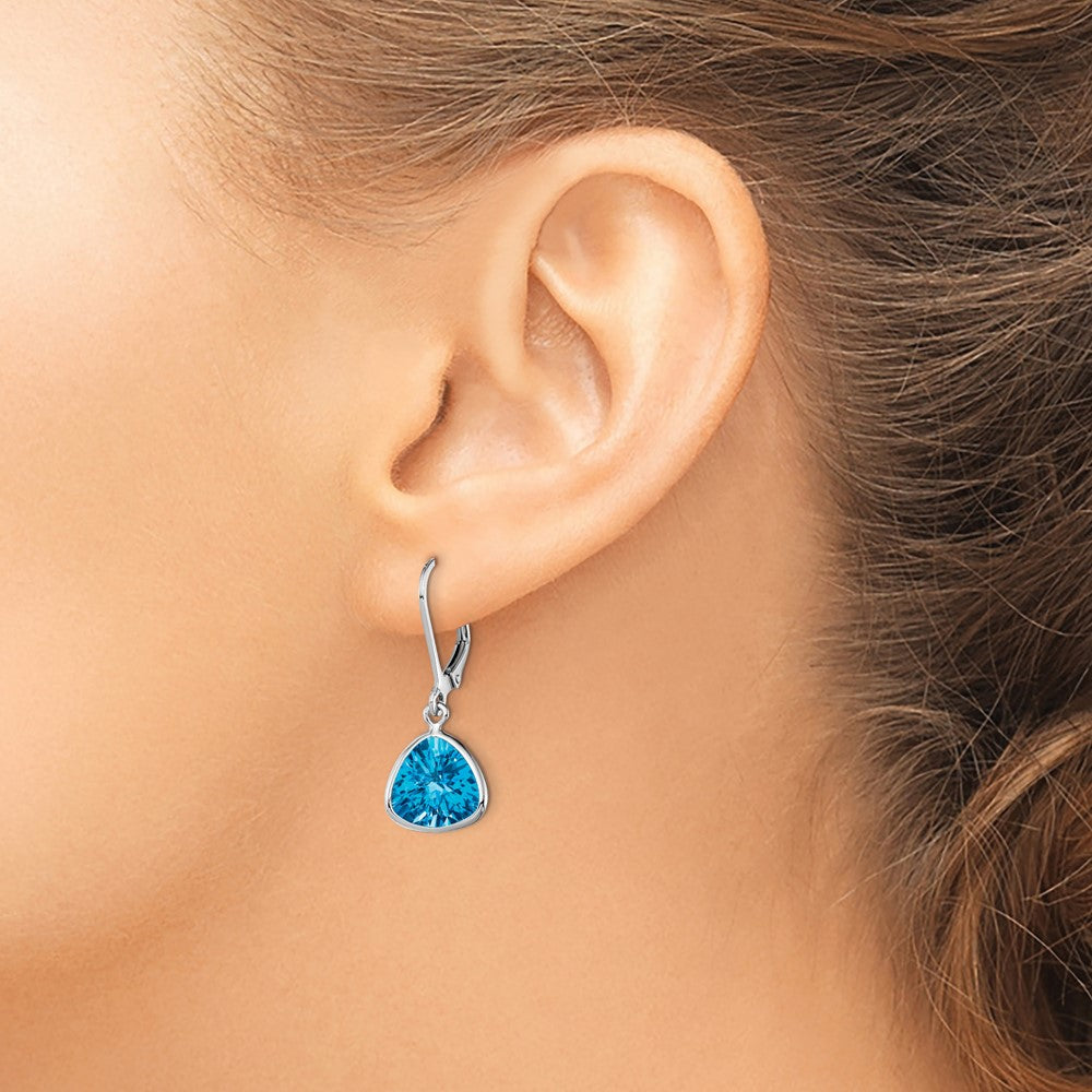 Sterling Silver Rhodium-plated Blue Topaz Earrings