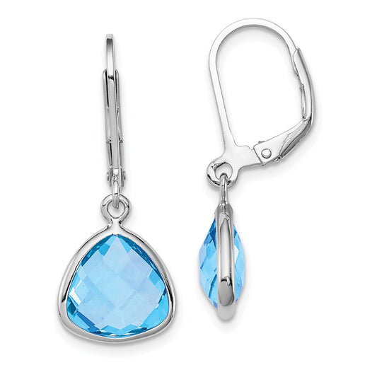 Sterling Silver Rhodium-plated Blue Topaz Earrings