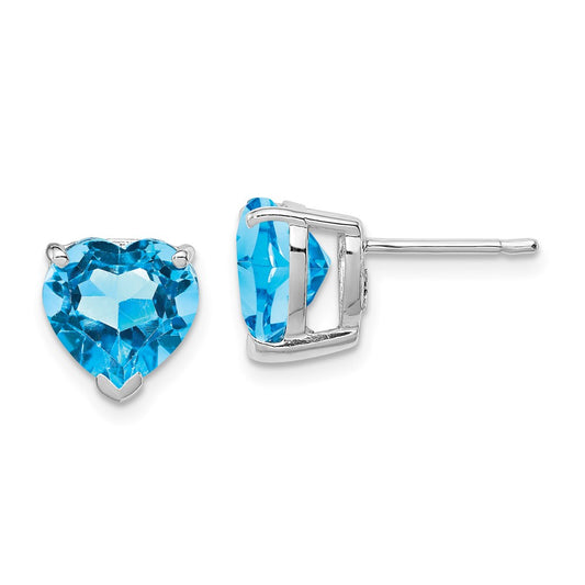 Sterling Silver Rhodium-plated Blue Topaz Earrings