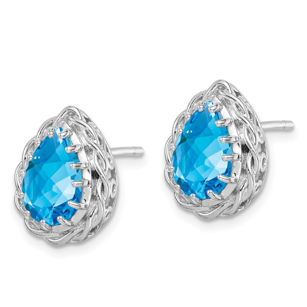 Sterling Silver Rhodium-plated Blue Topaz Earrings