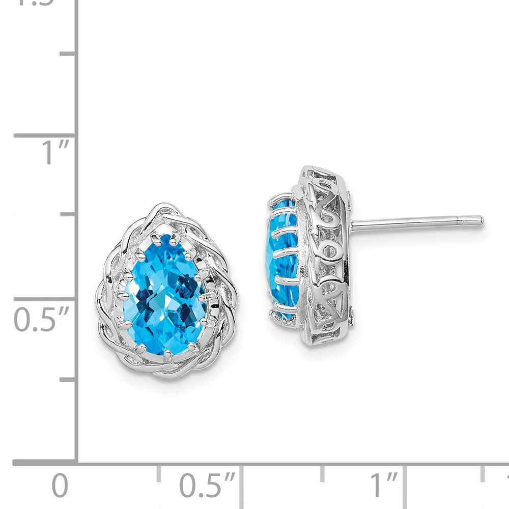 Sterling Silver Rhodium-plated Blue Topaz Earrings