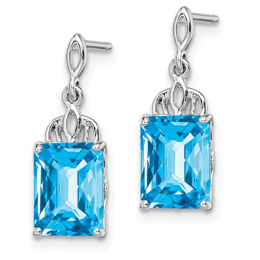 Sterling Silver Rhodium-plated Blue Topaz Earrings