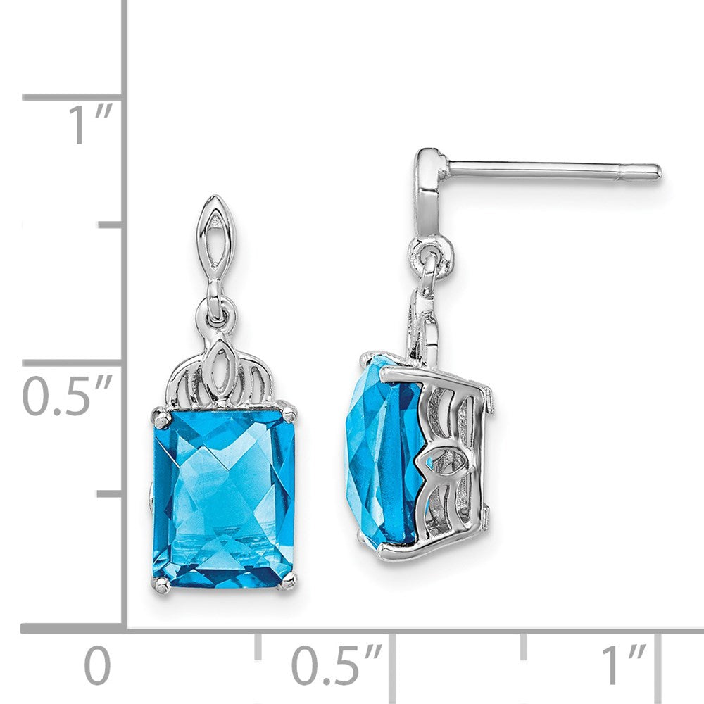 Sterling Silver Rhodium-plated Blue Topaz Earrings