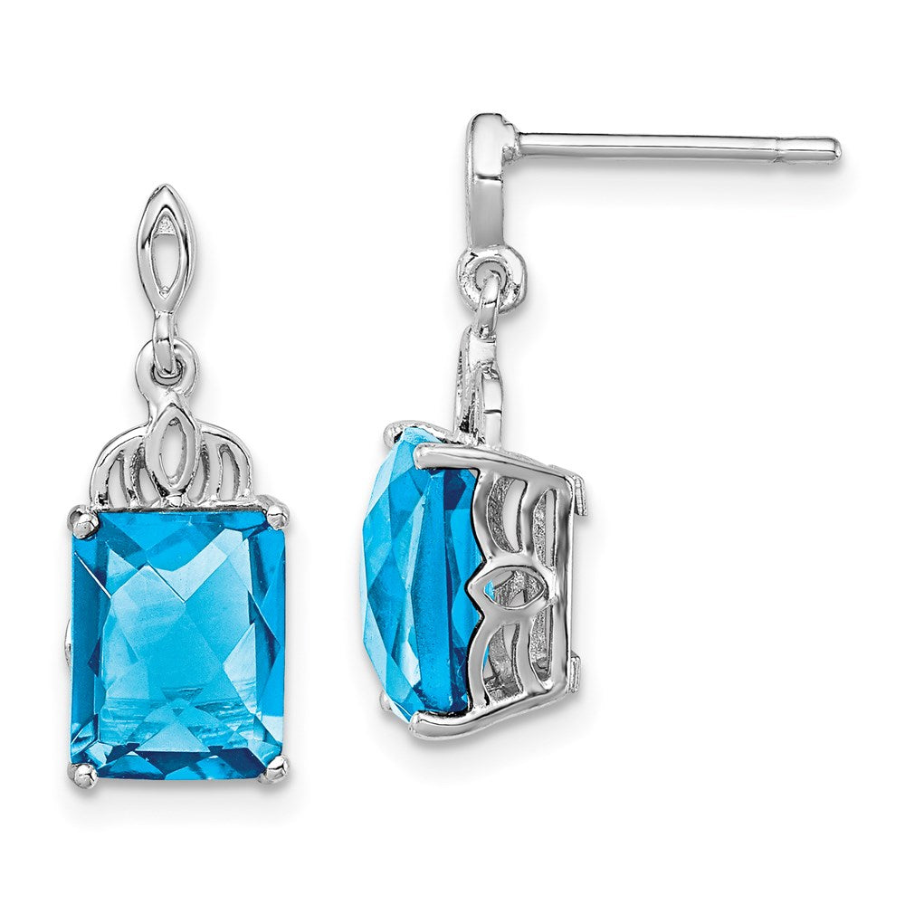 Sterling Silver Rhodium-plated Blue Topaz Earrings