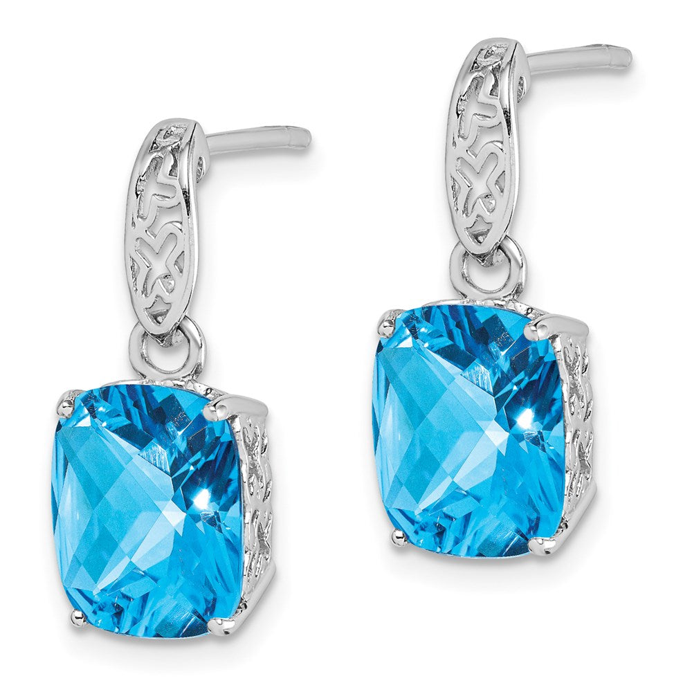 Sterling Silver Rhodium-plated Blue Topaz Earrings