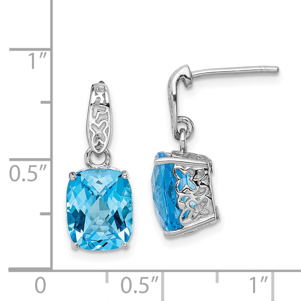 Sterling Silver Rhodium-plated Blue Topaz Earrings