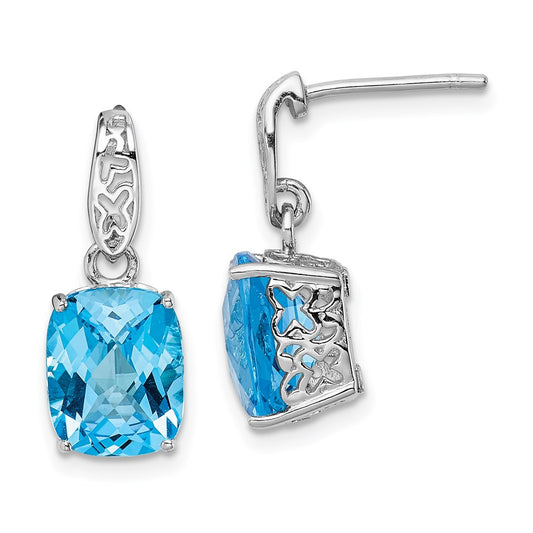 Sterling Silver Rhodium-plated Blue Topaz Earrings